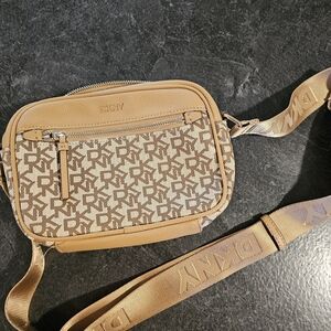 DKNY Tan and Brown Crossbody Bag